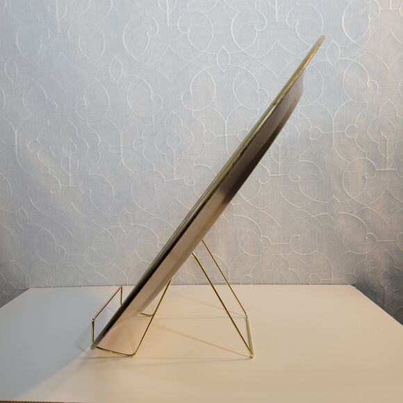 VINTAGE Stoyke Tray Platter 19" Round Red White Chicken Metal Mid Century 60s - Picture 2 of 16